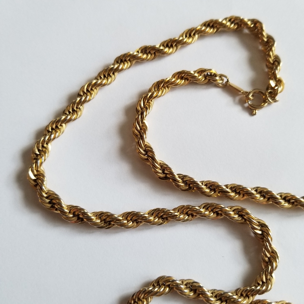 Relisted -Vintage rope chain gold tone metal - Picture 7 of 13